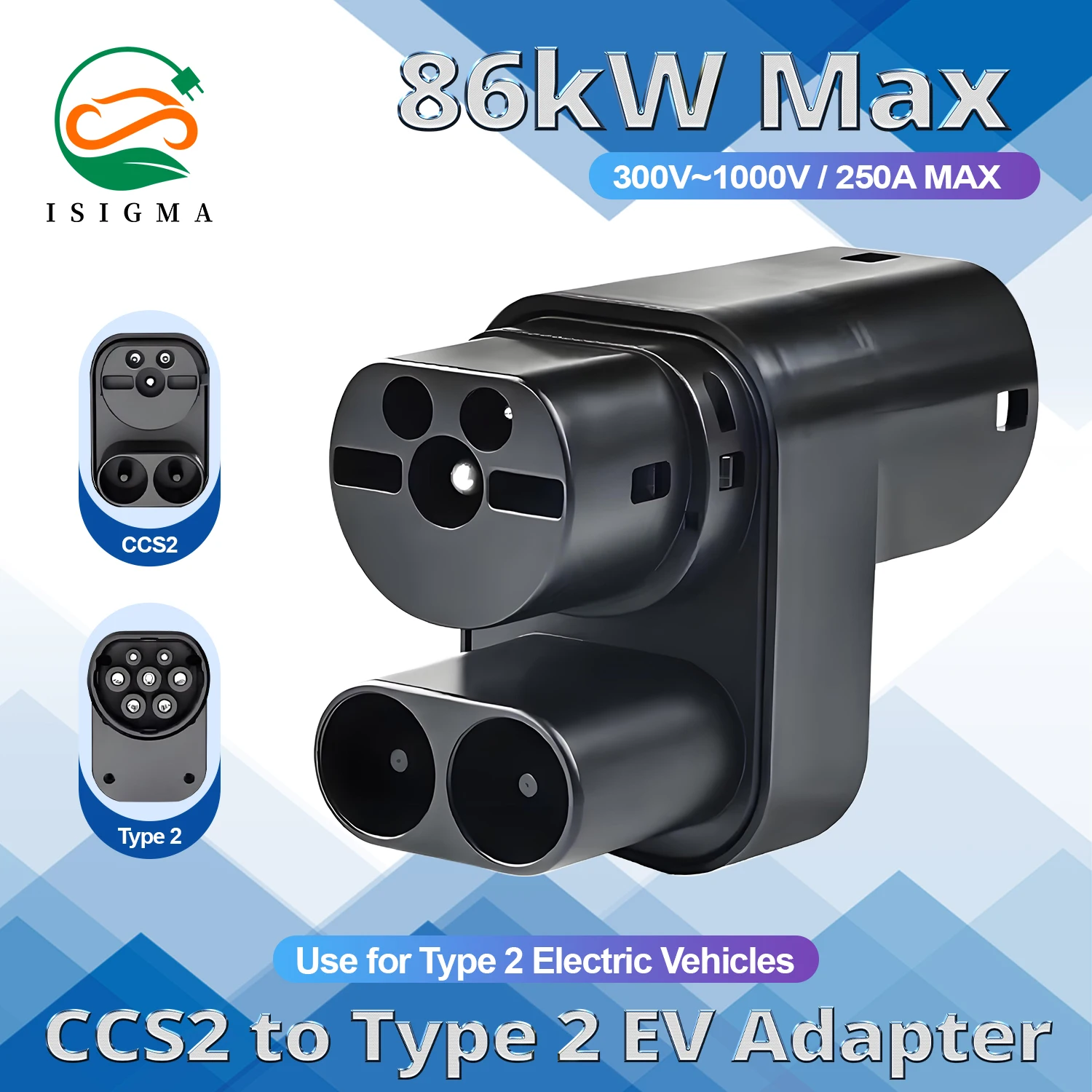 

ISIGMA CCS2 в Type2 EV адаптер для зарядки электромобиля конвертер для зарядки только для Tesla Model S/X EV Car