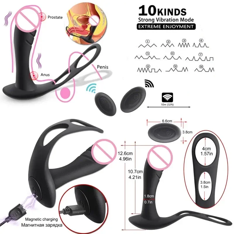 3 In1 Anal Stimulator Lock Butt Plug Prostate Prostate Massager With Ring Sexshop For Men Women Vibrator Dilation Goods