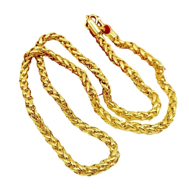 Mens and womens 18K gold necklace keel fashion jewelry hollow Thai chain AU750 chain with certificate