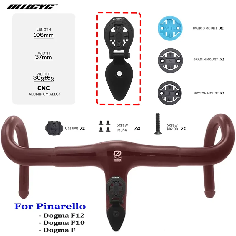 

For Pinarello Dogma F12/ Dogma F/ Dogma F10 Integrated Handlebar Computer Mount Compatible with GPS/Garmin/Bryton/Wahoo Aluminum