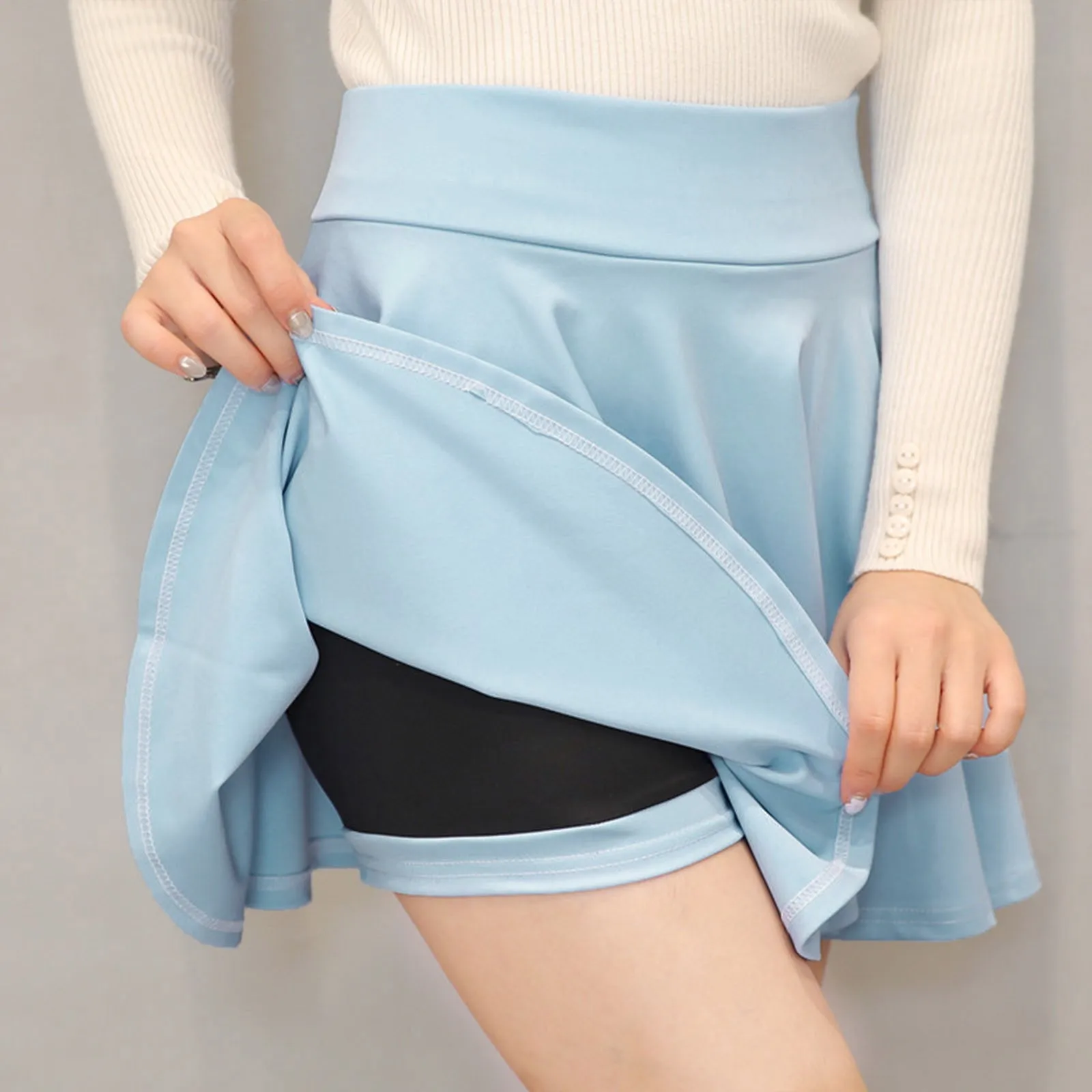 Women Mini Pleated Skirt Shorts Korean Solid High Waist Kawaii Skirt Korean Style Dancing A Line Skirts Harajuku Casual Skirts