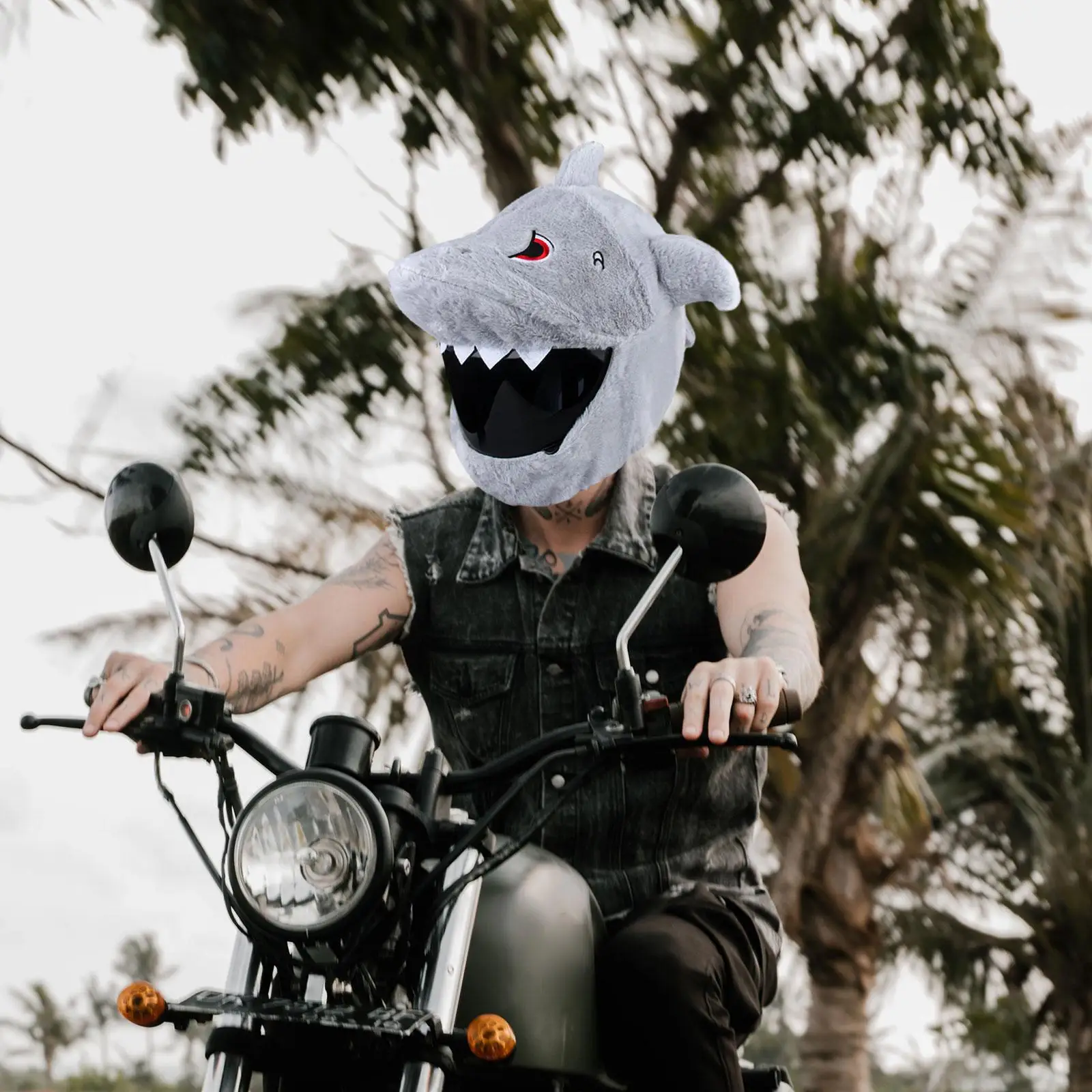 دراجة نارية خوذة غطاء فروي اكسسوارات الديكور المحمولة موتو جير غطاء غبار كامل الوجه أفخم الحيوان خوذة يغطي الكرتون #1