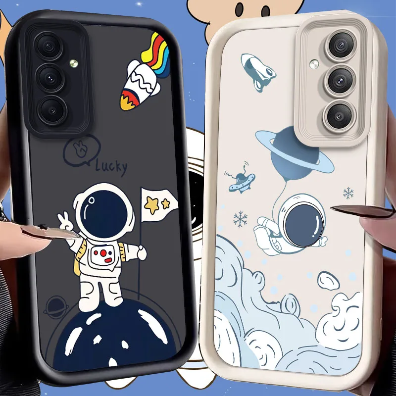 Lovely Astronaut Case for Samsung Galaxy A73 A72 A71 A55 5G A54 A52 A52S A51 4G A31 A30 A24 A23 A22 A21S A20S A20 A14 A12 Cover