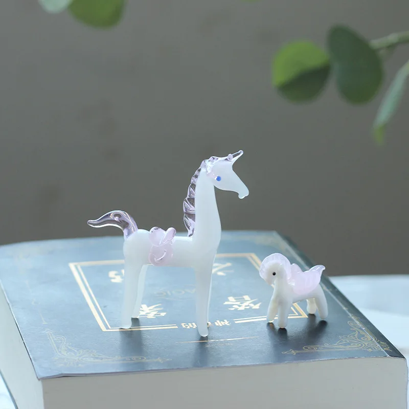 Glass Zodiac Horse Ornaments Home Creative Mini Desktop Glass Crafts Animal Horse Office Decoration
