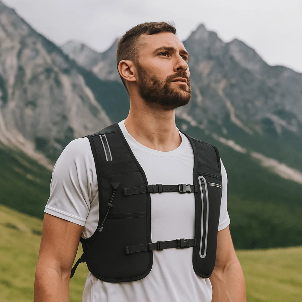 Reflective Reflective Running Vest Pack 4L 500ML Water Bottle Running Hydration Vest Breathable Waterproof