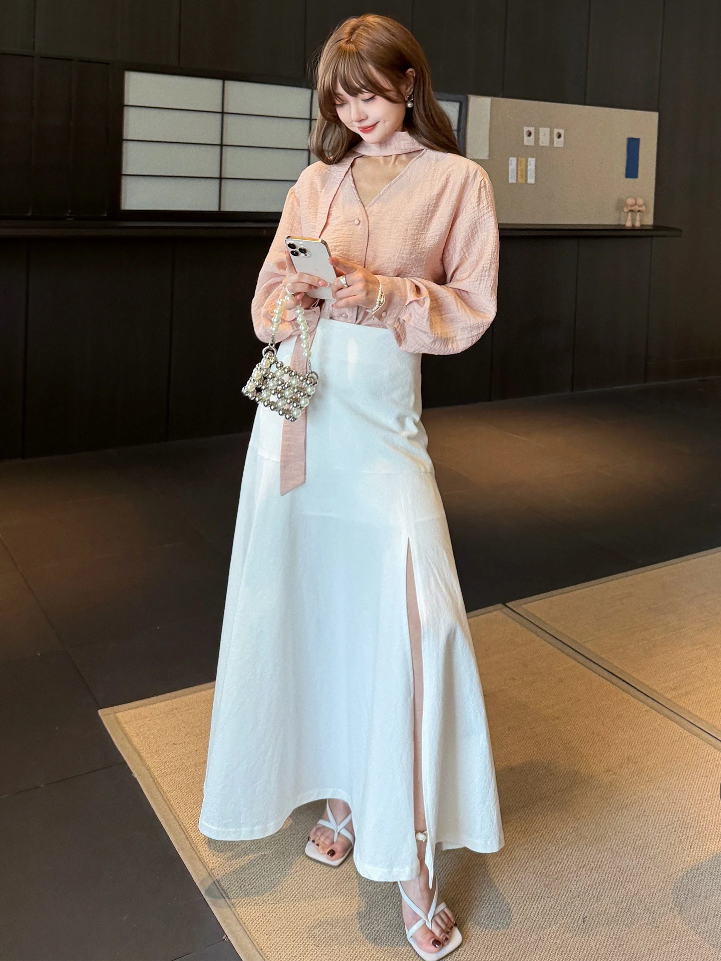 

Юбка QCEO в корейском стиле, А-силуэт, ретро, из льна и хлопка, средней длины, с эффектом «рыбий хвост», белая, длинная, женская, весна-осень