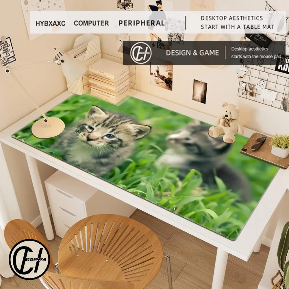 マウスパッド かわいい HD デスクパッド 拡張ゲーミングキーボードマット 大型 100x50cm XXL 猫 ゲーマー マウスパッド