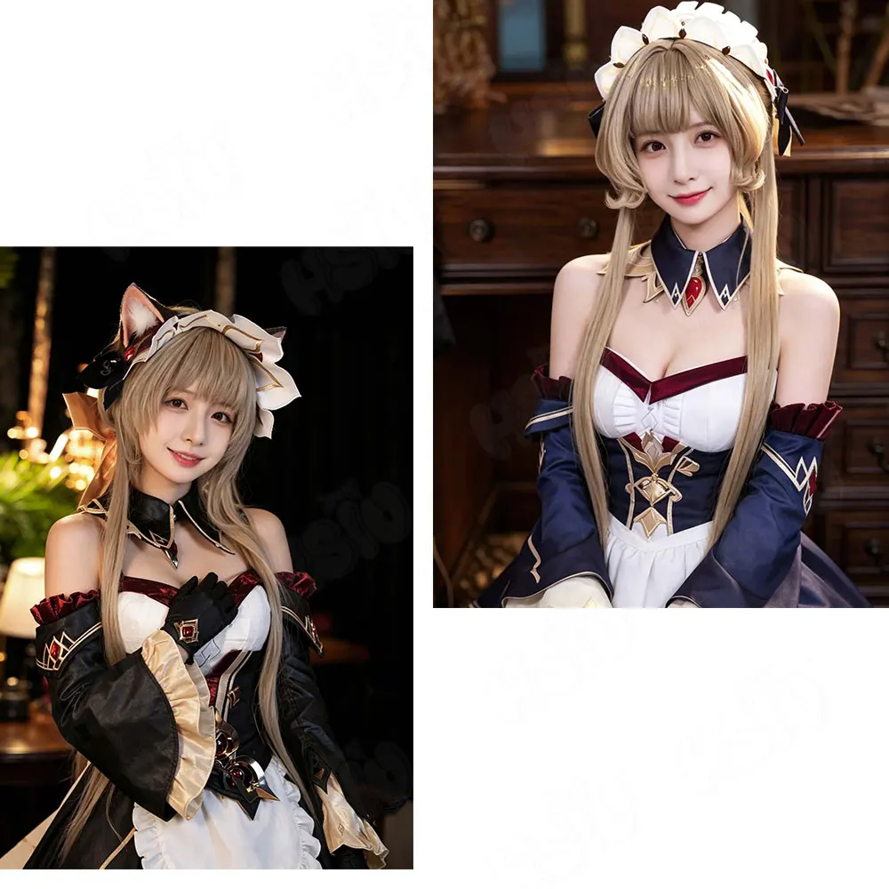 Sandrone Marionette Genshin Impact HSIU Cosplay Wig 100Cm Long Brown Heat Resistant Synthetic Hair Free Wig Cap