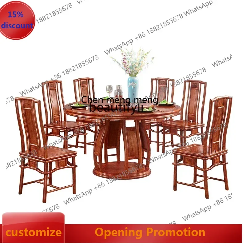 

new style Chinese Style Rosewood Pterocarpus Erinaceus Poir. round Table Rosewood Dining Table All Solid Wood Dining Tables