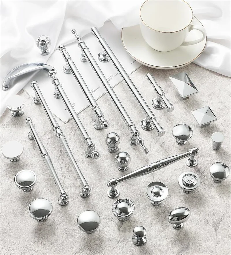 

PVD Chorme Furniture Handle Drawer Knob Solid Brass Round Long Bar Handles For Kitchen Cabinet Door Cupboard Wardrobe Pulls