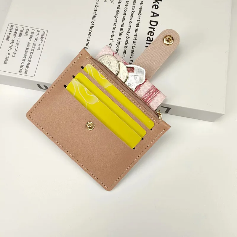 Funda corta de cuero PU con hebilla de cremallera para tarjeta de conducir, billetera de una pieza, tarjetero, soporte para identificación