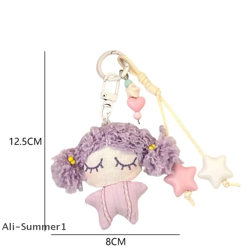 【E】Cartoon menina boneca pingente de pelúcia kawaii boneca chaveiro charme telefone cordão mochila pingente chaveiro acessórios presentes