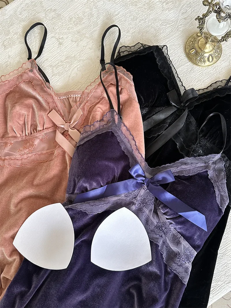 2Pcs Spaghetti Strap Sleepwear Warm Velour Robe Suit Nightgown Sexy Home Dress Nightwear Autumn Winter Pajamas Suit 4