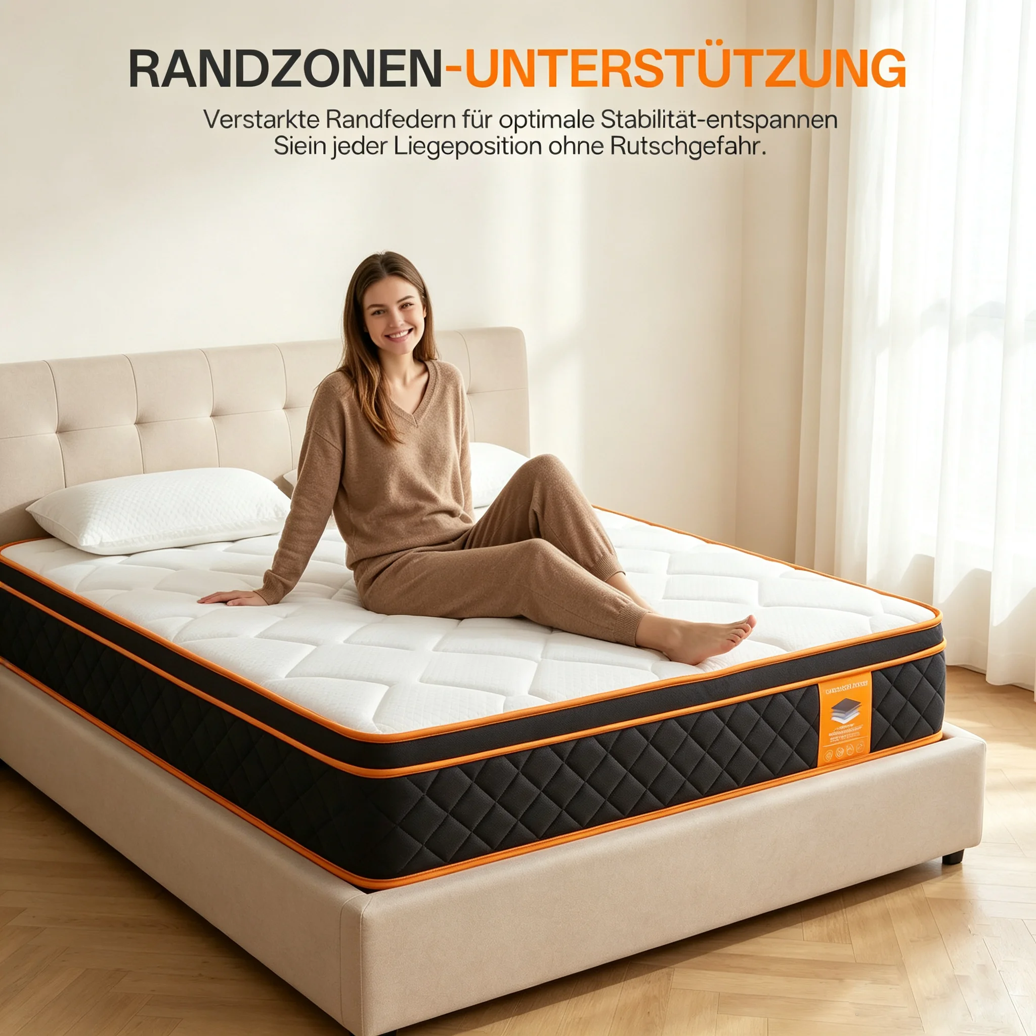 Materasso a molle ibrido SKSBTF, spessore 25 cm, dimensioni 90/120/140x200 cm, tessuto traspirante, supporto solido, tecnologia che riduce i movimenti e allevia la pressione, ideale per la casa, la