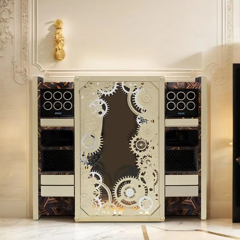 High-end Italian Design Home Furniture Gold Plated Stainless Steel Wine Cabinet Large Capacity Luxury Wine Cabinet