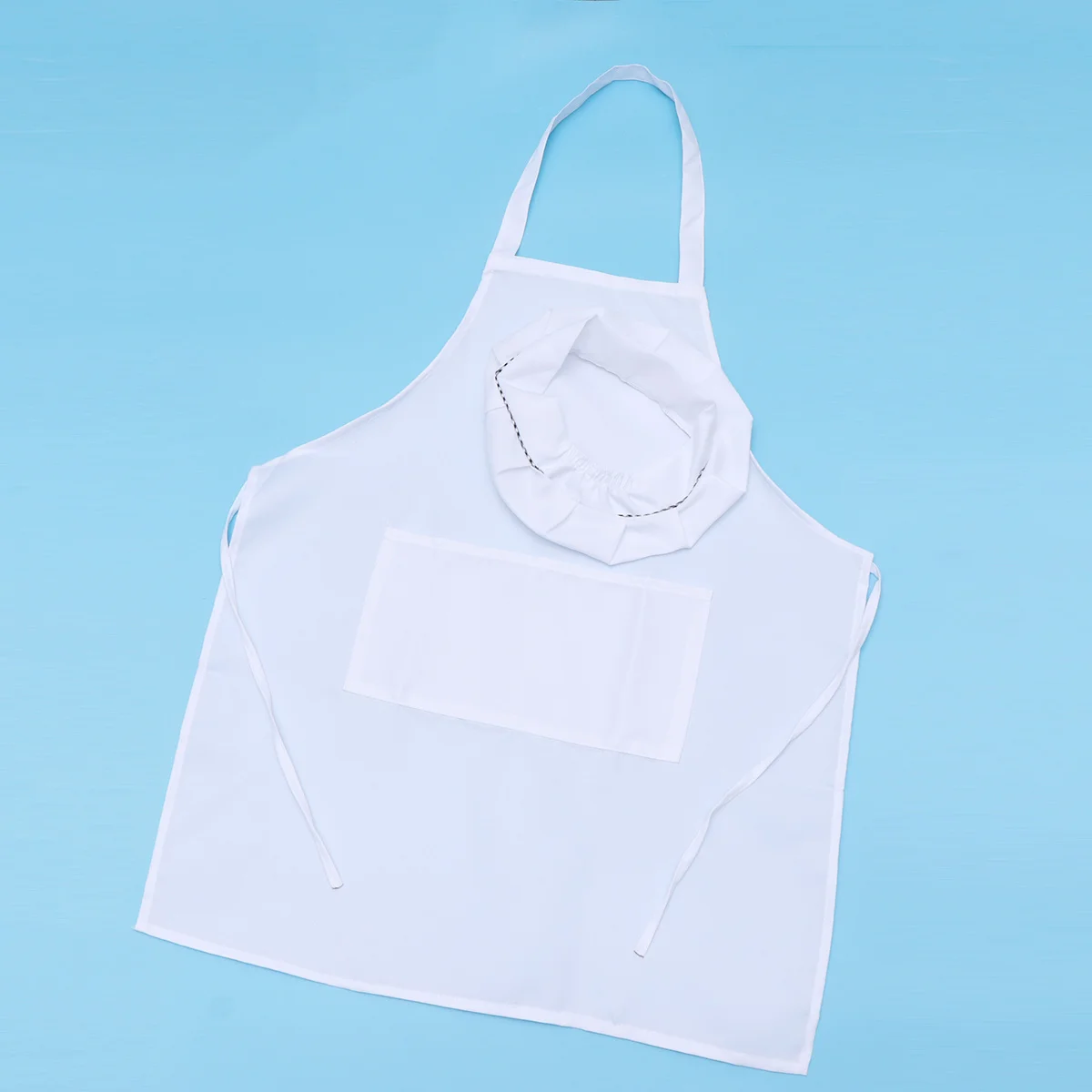 

4Pcs Chef Apron and Hat Set Sleeveless Cooking Apron Soft with Front Pocket Waist Tie for Kitchen Waiter Working Use