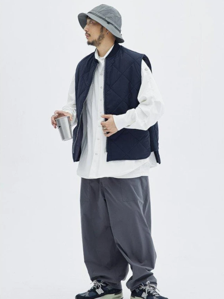 

2025 Winter Men's Checkered Vest Japanese Lattice Design Cotton Jacket Warmth Fashion Combo for Outdoor Activities​