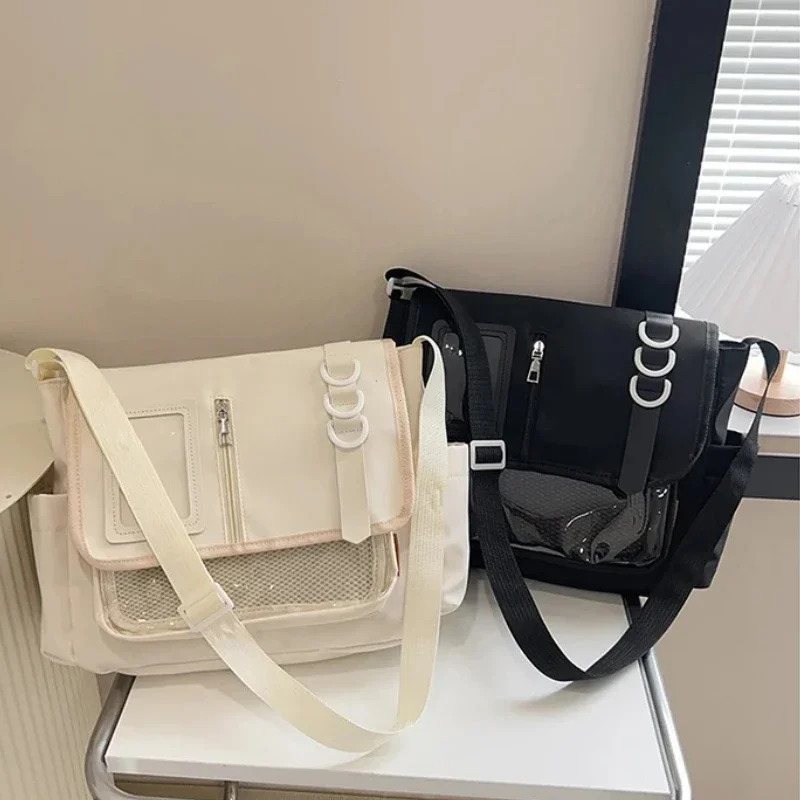 Japanese Harajuku School Bags for Girls New Transparent Itabag Shoulder Crossbody Bag DIY Badges Display Plate Ita Bag image 5