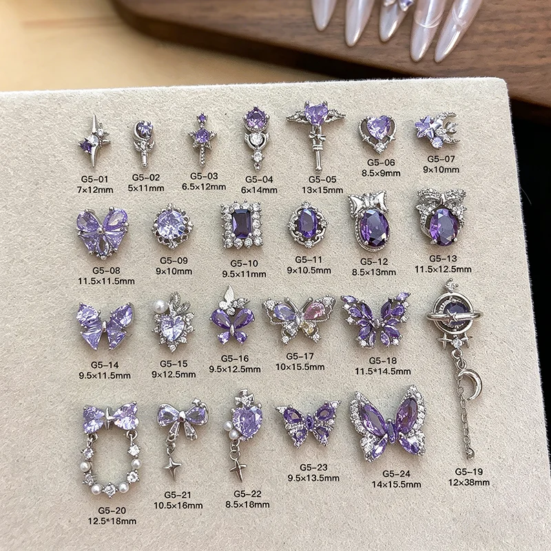5-pecas-de-pingentes-de-unhas-sailor-moon-purple-series-com-zirconia-que-mantem-a-cor-decoracoes-de-unhas-3d-com-borboleta-coracao-e-estrela