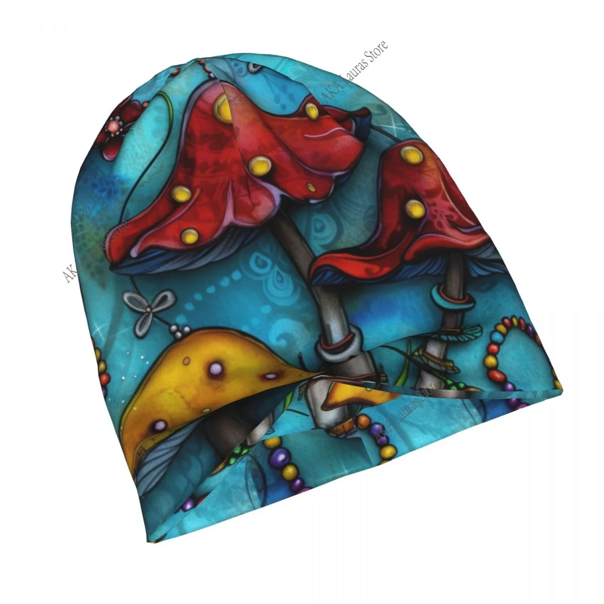 Painting Three Rred Mushrooms Unisex Bonnet Winter Outdoor Double Layer Thin Hats For Men Women