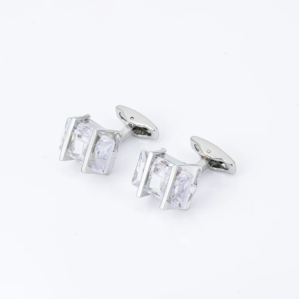 Geometric Cutting Imitation Diamond Cufflinks Rectangular Crystal Cufflink Business Dress Wedding Shirt Sleeve Nails Decoration