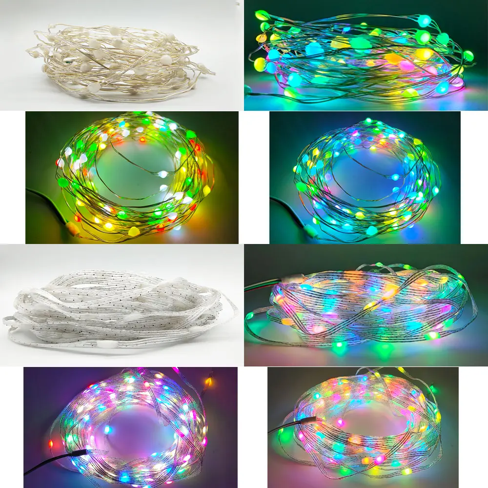 Luces LED impermeables para Decoración de cumpleaños, tira de luces direccionables individualmente RGB de Color de ensueño, fiesta de Navidad, USB