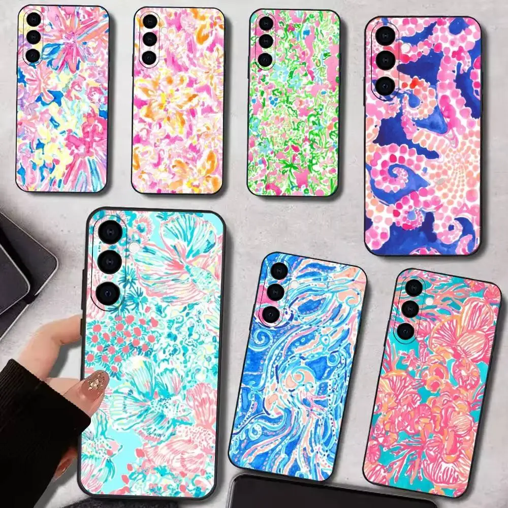 Coque de téléphone avec Graffiti aquarelle, fleurs de couleur Pure, pour Samsung Galaxy A73,A72,A71,A70,A53,A52,A51, autres housses noires souples