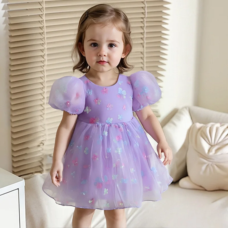 

Lace Butterfly Print Princess Dress for Baby Girls Toddler 1st Birthday Party Dresses Infant Wedding Clothes Dress Christmas