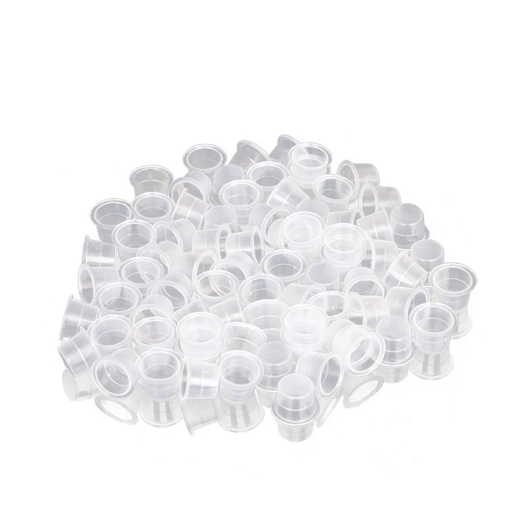 

100Pcs Clear Ink Cups Disposable Pigment Caps for Tattoo Artists Eyebrow Lip Makeup Permanent Cosmetology Tools Kits