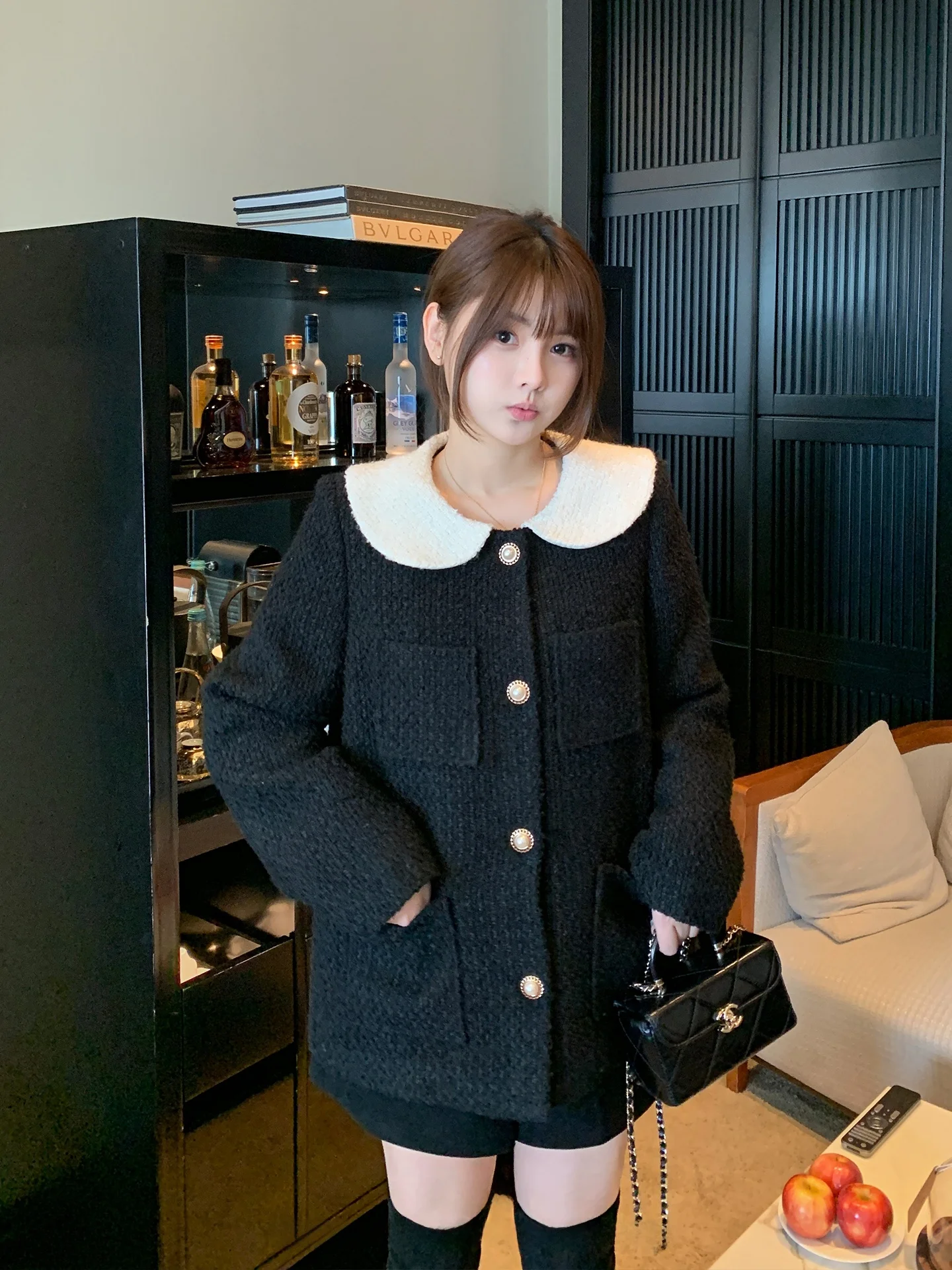 

New Arrival Large Size Women's Cotton Woolen Doll Collar Jaet Contrast Color Commute Sle Winter Outerwear by Masixi