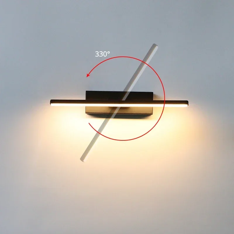 Bedroom Bedside Wall Light 330° Rotatable Adjustable Light Angle Indoor LED Wall Lamp Simple Light Fixture Aluminum AC90-160V