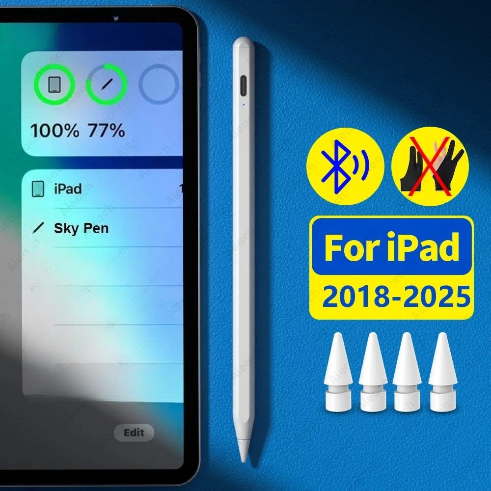 

Bluetooth-стилус для Apple Pencils для iPad 2018-2025 гг., пишущие волосы для Apple Pencil 2, iPad-ручка с функцией наклона и отклонения ладони