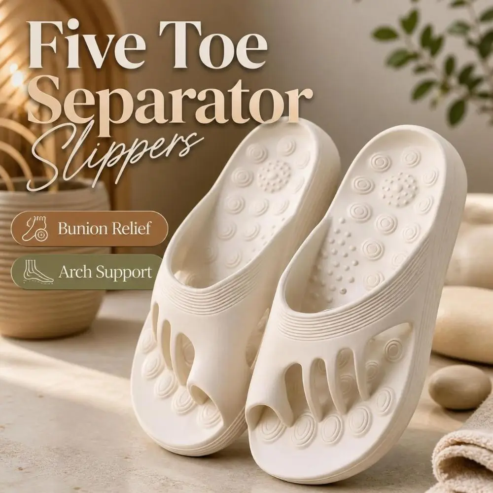 Bunion Relief Five Toe Separator Slippers EVA Massage Arch Support Slippers Non-Slip Open-toe Bunion Friendly Slippers Unisex