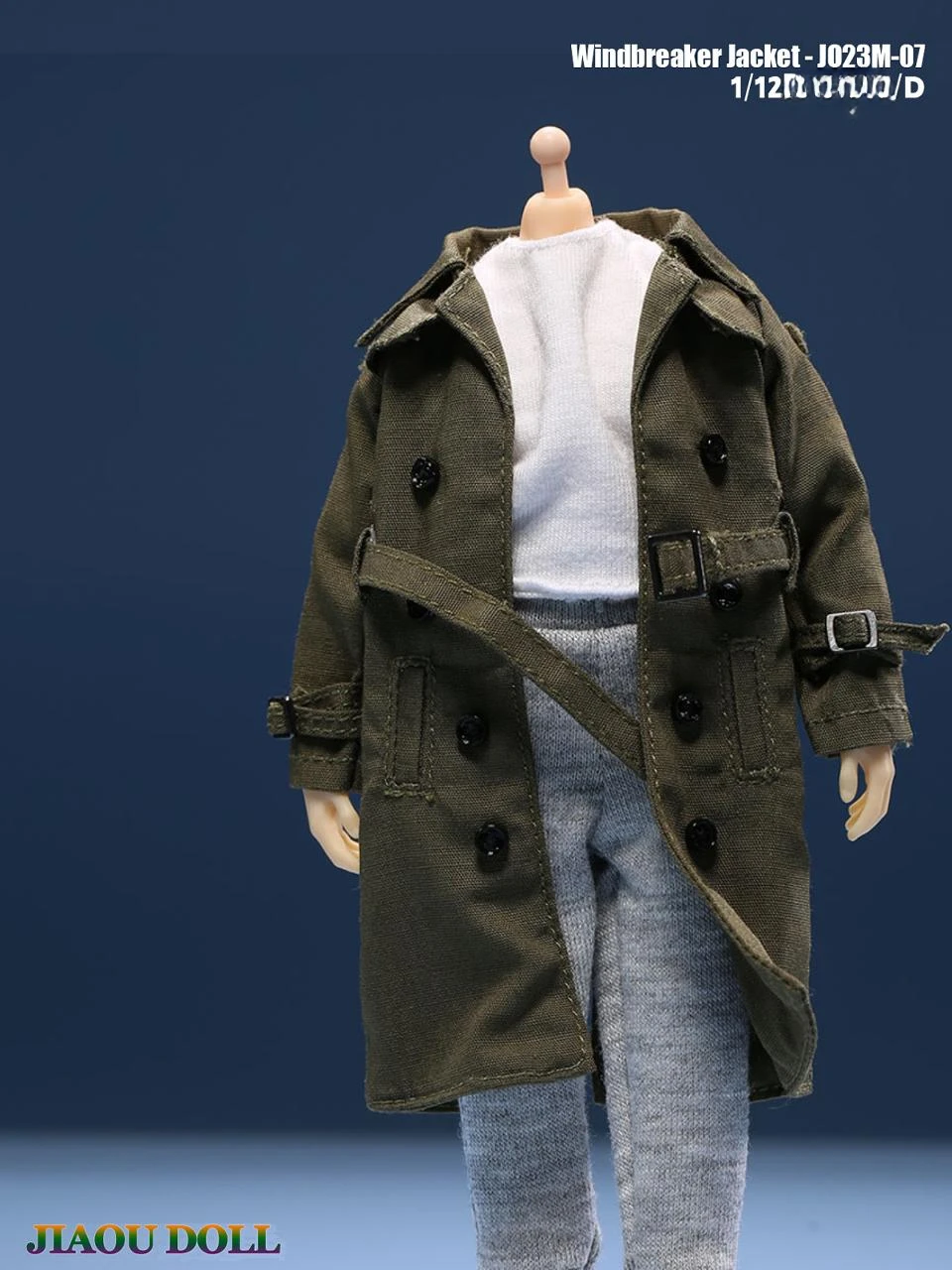 JO23M-07 1/12 Male Women Soldier Double-Breasted Trench Four-color Coat with Belt Mid-length Cothes for 6inch Action Figure Body