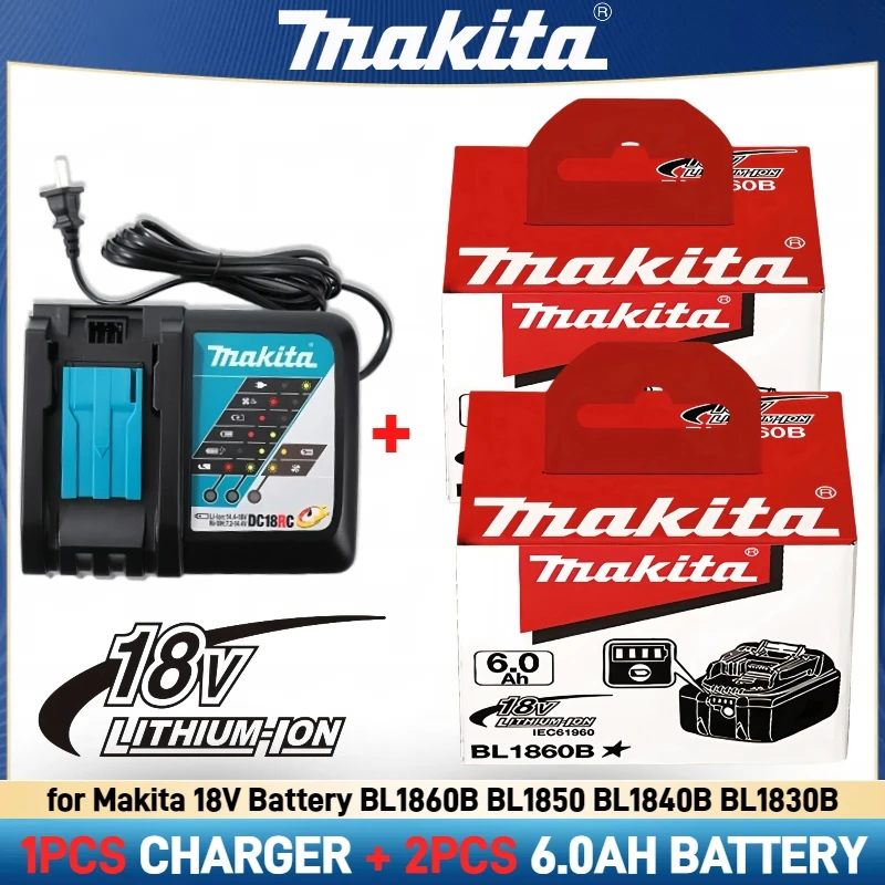 

100% original Makita 6.0Ah 18V Rechargeable Power Tool Battery, For Makita 18V battery BL1830B BL1840B BL1850B BL1860B BL1815B