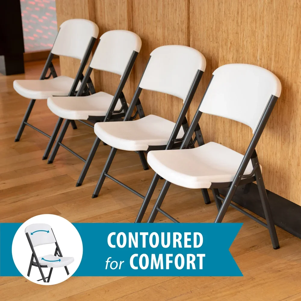 

Folding Chair, Indoor/Outdoor Commercial, White Granite, 4 Pack Contoured for comfort Designed for durability Easy to clean