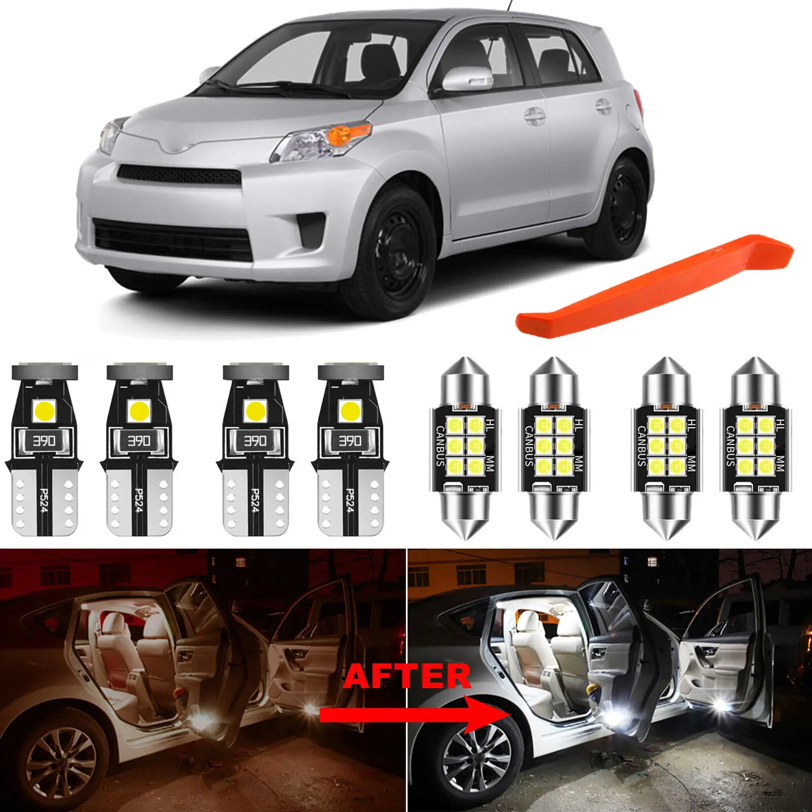 

Winetis 10Pcs 6000K White LED Interior License Plate Light Package Kit for 2008-2015 Scion xB xD + Free Tool