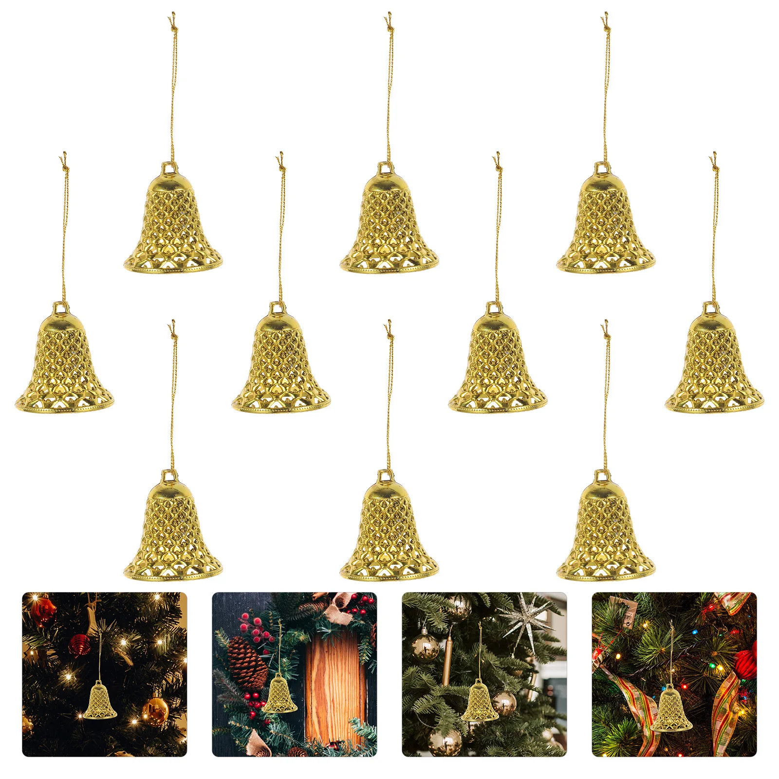 

12Pcs Xmas Bell Pendant Plastic Hanging Christmas Tree Decoration Xmas Party Favors Christmas Tree Decorations