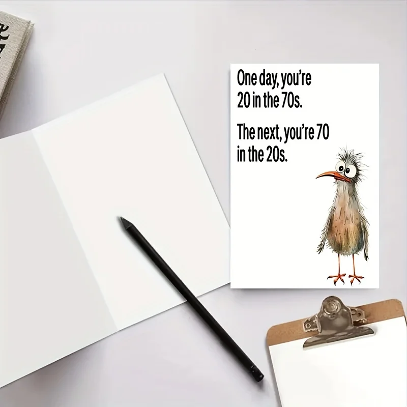 1PC Funny 70th Birthday Card Dad Brother Birthday Cards Funny Getting Older Bird Birthday Card Greeting Card With Envelope