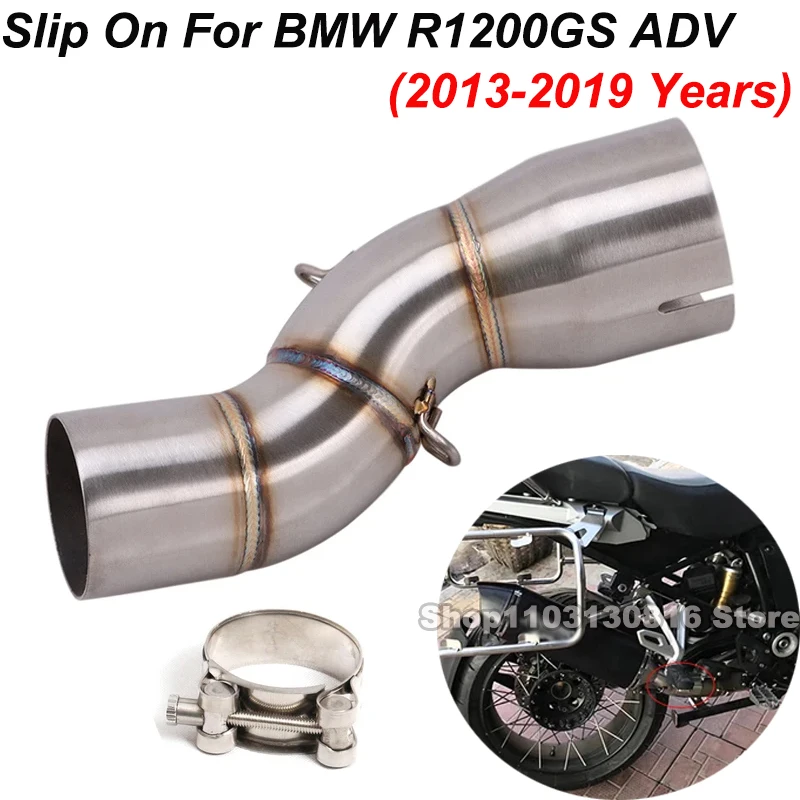 Slip On For BMW R1200 R 1200 GS ADV Adventure R1200GSA 2013-2019 Motorcycle Exhaust Escape System Middle Link Pipe Tube Muffler