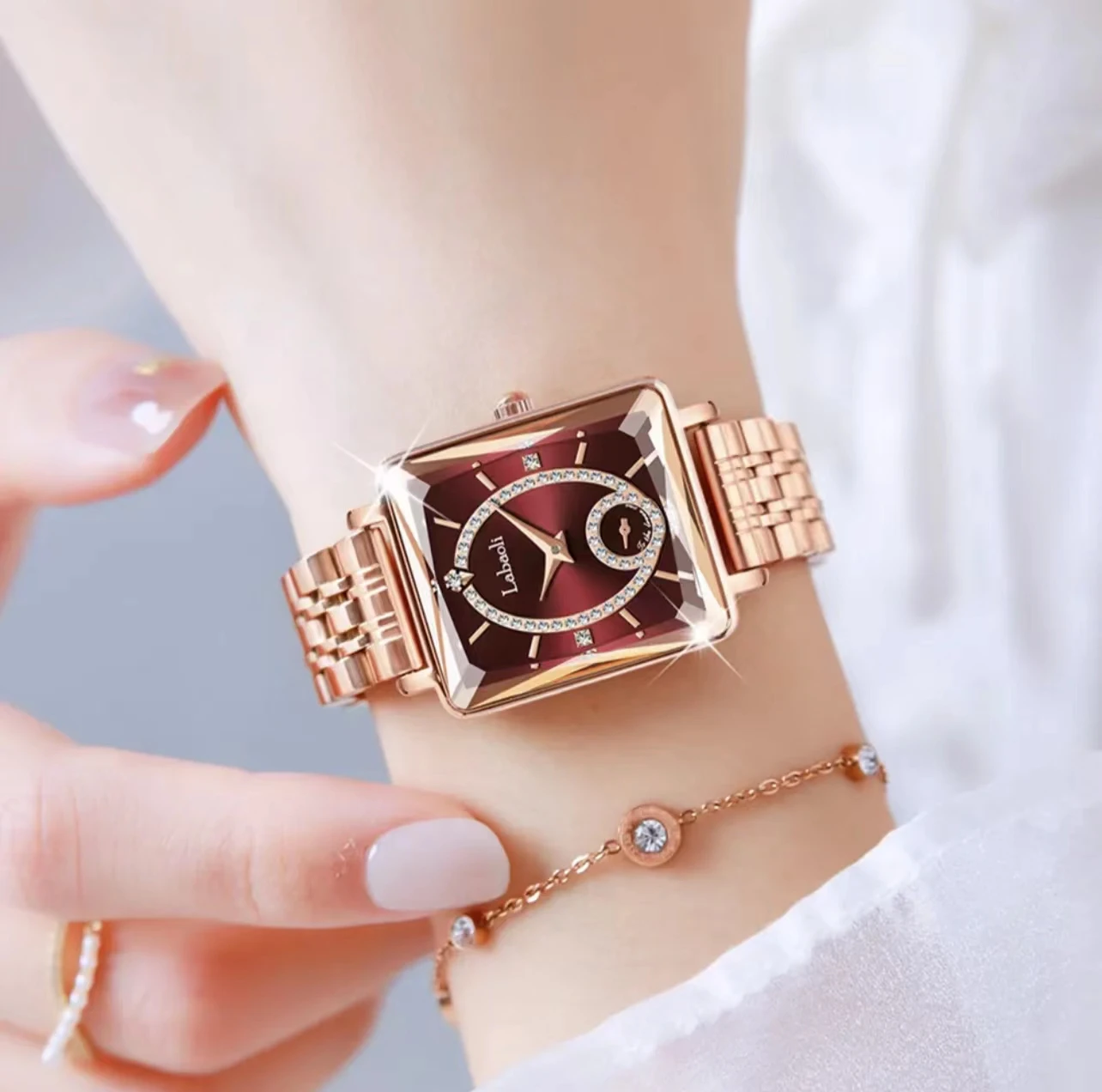 Women's luxury watches, light luxury women's watches, independent seconds dial, square women's watches, watch accessories