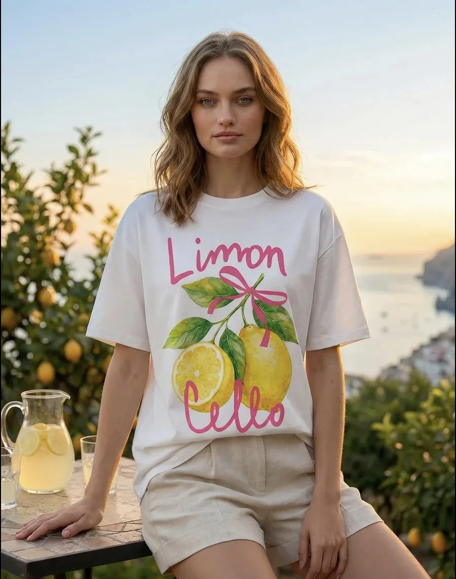 Loose Fashionable Printed T-Shirt Short Sleeve Casual Top Women's Cotton Sweat Absorbent round Neck Regular Fit Summer Tee