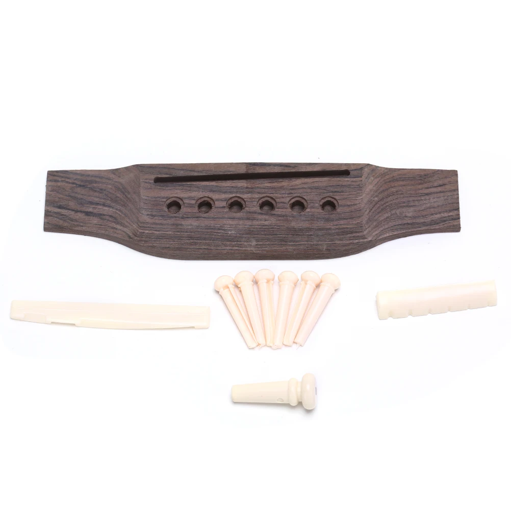 1 Set Professional Universal Acoustic Guitar Bridge + Bone Bridge Pins/Saddle/Nut Saddle Guitar Parts & Accessories