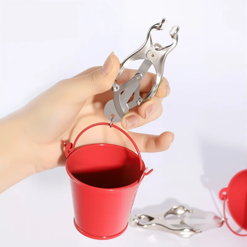 دلو صغير سلسلة معدنية الحلمة المشبك مع قابل للتعديل مدلك الشفرين كليب للنساء تحفيز Bdsm عبودية الثدي الجنس لعب