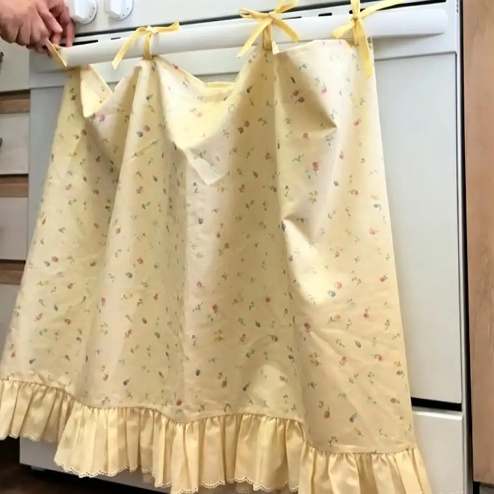 Plaid Oven Door Curtain Country Vintage Style Short Curtain Plaid Lace Trim Short Curtain Kitchen Small Fresh Partition Shade