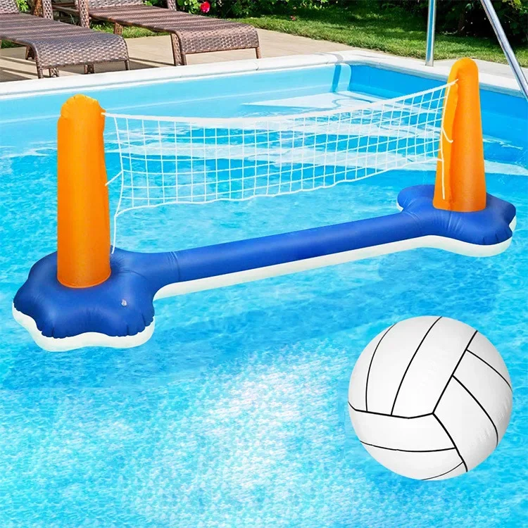 2022 Inflatable Swimming Pool Toy Floating Water Sports Suit Volleyball Net and Basketball Stand