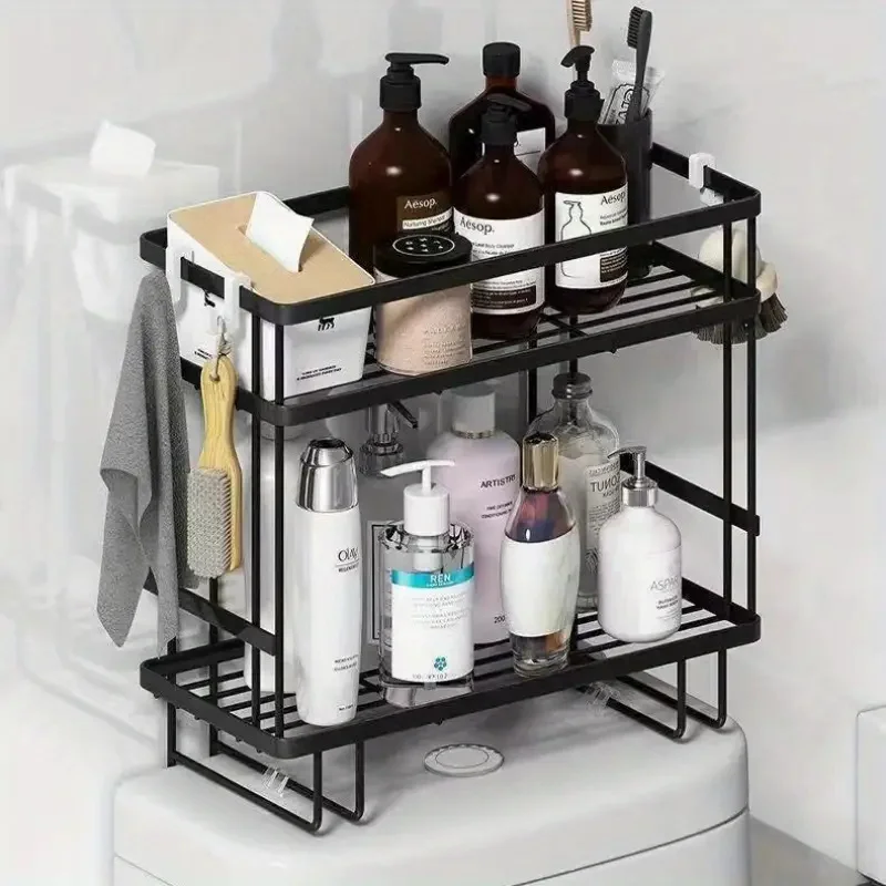 Multi Functional Over The Toilet Bathroom Storage Rack with Punch Free Design Organize Your Bathroom Accessories Effortlessly