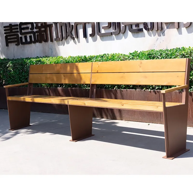 Wrought Iron Park Bench Outdoor Seating Landscape Bench School Public Row Chair Square Leisure Bench Durable Metal Garden