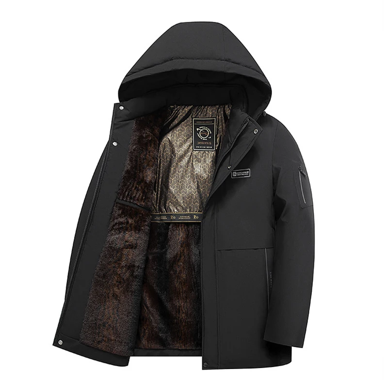 

Winter Men's Warm Down Parkas Fashion Man Mid-Long Loose Windbreaker Padded Coats Men Snow Thermal Hooded Jackets Clothing