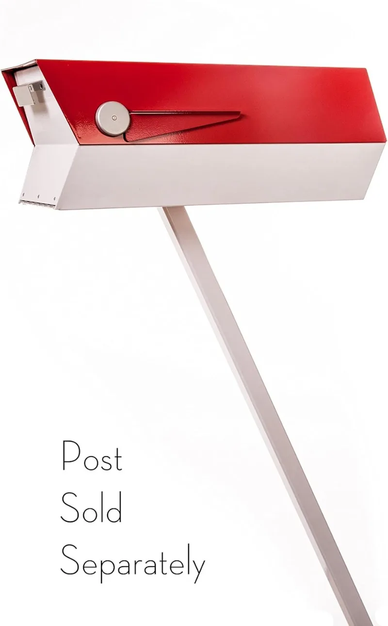 Setengah abad Modern Curbside Mailbox (merah/putih) desain garis bersih 20 gauge galvanis baja bubuk dilapisi FINISH